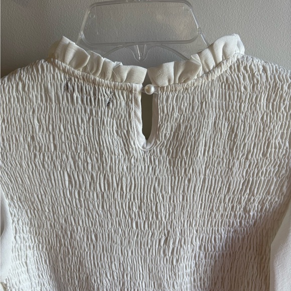 Petal Roz White Ruched long sleeve chiffon top women’s small blouse - Picture 8 of 11